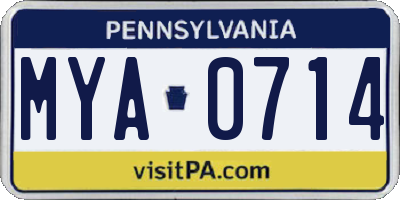 PA license plate MYA0714