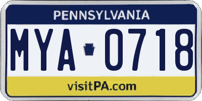 PA license plate MYA0718