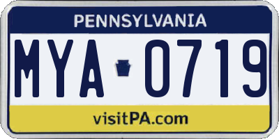 PA license plate MYA0719