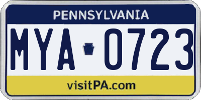 PA license plate MYA0723
