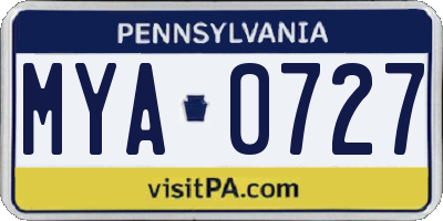 PA license plate MYA0727