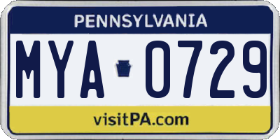 PA license plate MYA0729