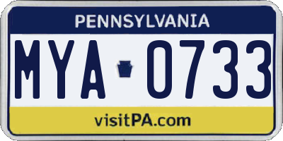 PA license plate MYA0733