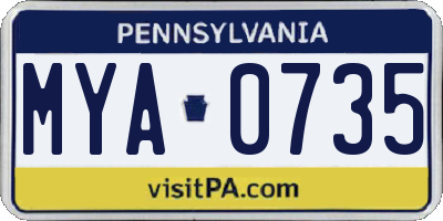 PA license plate MYA0735