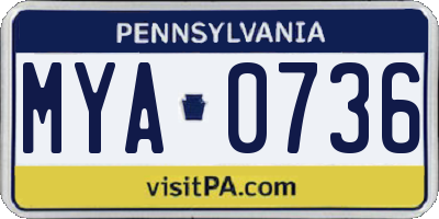 PA license plate MYA0736