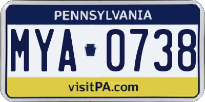 PA license plate MYA0738