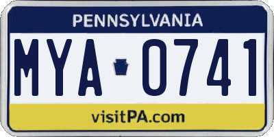 PA license plate MYA0741