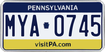 PA license plate MYA0745