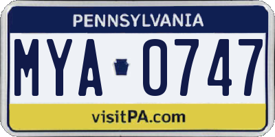 PA license plate MYA0747