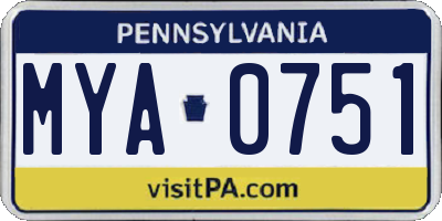 PA license plate MYA0751