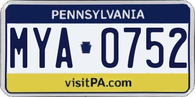 PA license plate MYA0752