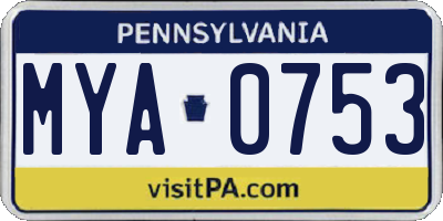 PA license plate MYA0753