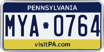 PA license plate MYA0764