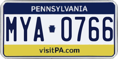PA license plate MYA0766