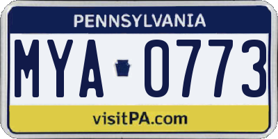PA license plate MYA0773