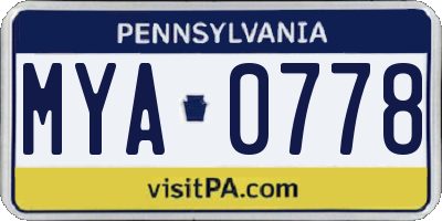 PA license plate MYA0778