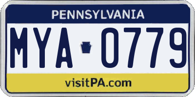 PA license plate MYA0779