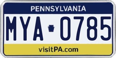 PA license plate MYA0785