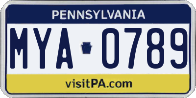 PA license plate MYA0789