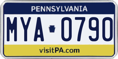 PA license plate MYA0790