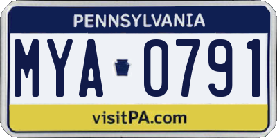 PA license plate MYA0791