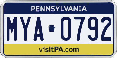 PA license plate MYA0792