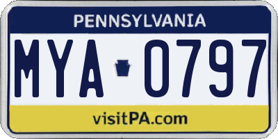 PA license plate MYA0797