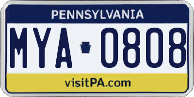 PA license plate MYA0808