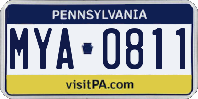 PA license plate MYA0811