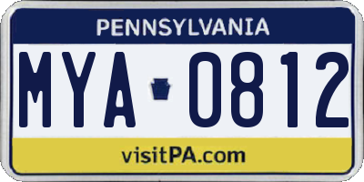 PA license plate MYA0812