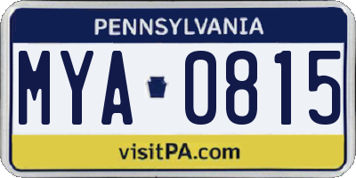 PA license plate MYA0815