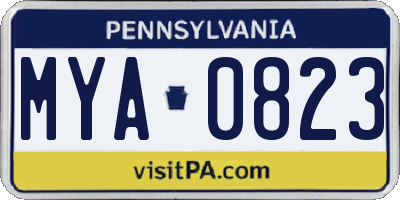 PA license plate MYA0823