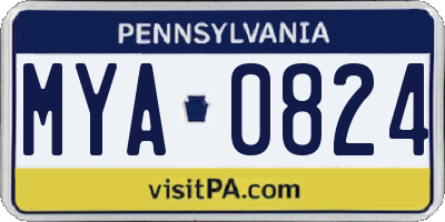 PA license plate MYA0824