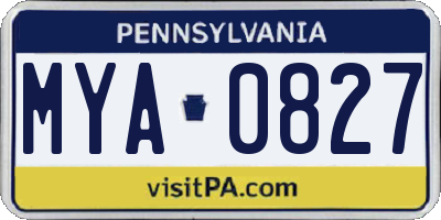 PA license plate MYA0827