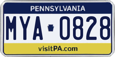 PA license plate MYA0828