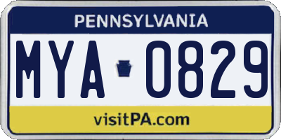 PA license plate MYA0829