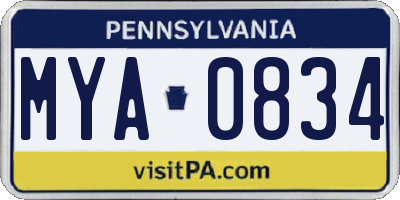 PA license plate MYA0834