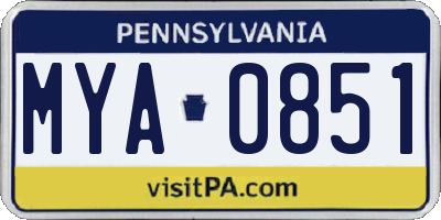 PA license plate MYA0851