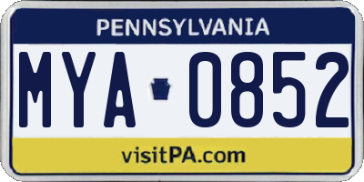PA license plate MYA0852