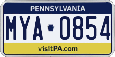 PA license plate MYA0854