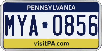 PA license plate MYA0856