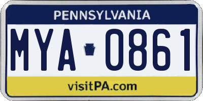 PA license plate MYA0861