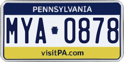 PA license plate MYA0878