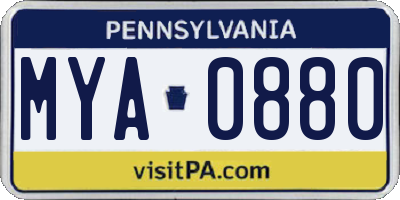 PA license plate MYA0880