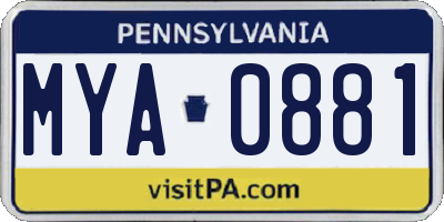 PA license plate MYA0881
