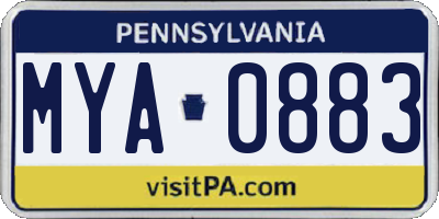 PA license plate MYA0883