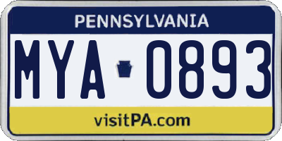 PA license plate MYA0893