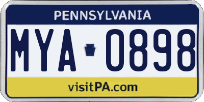 PA license plate MYA0898