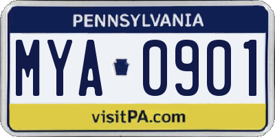 PA license plate MYA0901
