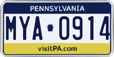 PA license plate MYA0914